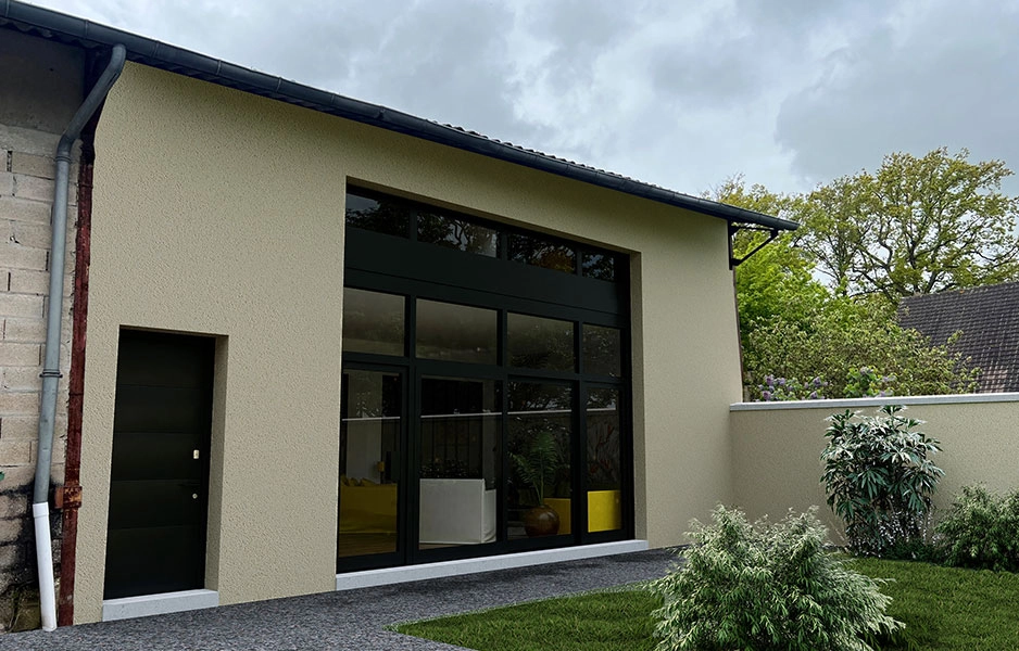 Hangar transformé en loft façade